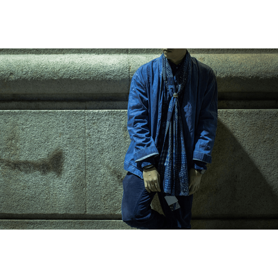 INDIGO - DYED BORO PRINT SCARF (BB0004) - Nttitudoo MFG