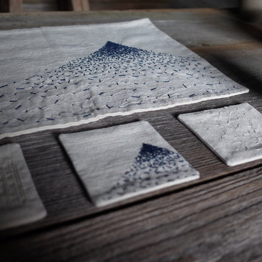 JAPANESE HANDMADE SASHIKO PLACEMAT & COASTERS SET (DR0088) - Nttitudoo MFG