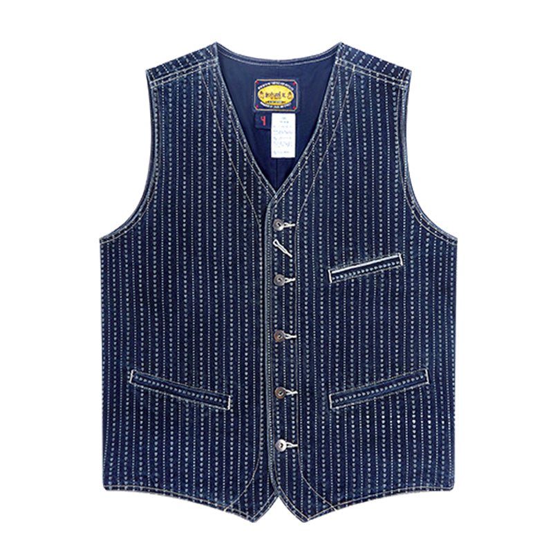 【LIMITED EDITION · OKAYAMA VERSION】1940'S WESTERN ANTIQUE LOOM SELVEDGE BRENNER VEST (DR0017) - Nttitudoo MFG