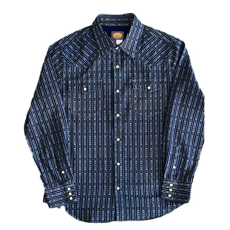 【LIMITED EDITION · OKAYAMA VERSION】1950’S RETRO WESTERN WABASH PRINT DENIM WORK SHIRT (DR0015) - Nttitudoo MFG