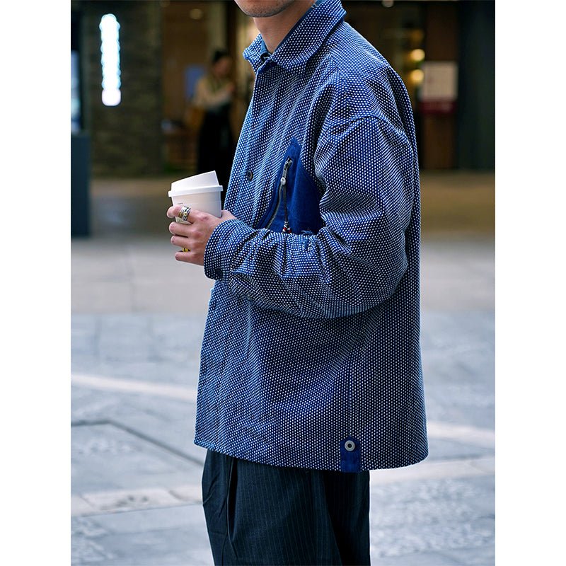 【LIMITED EDITION】INDIGO-DYED SASHIKO PATCH-DISTRESSED FRENCH RETRO WORK JACKET (MM0014) - Nttitudoo MFG