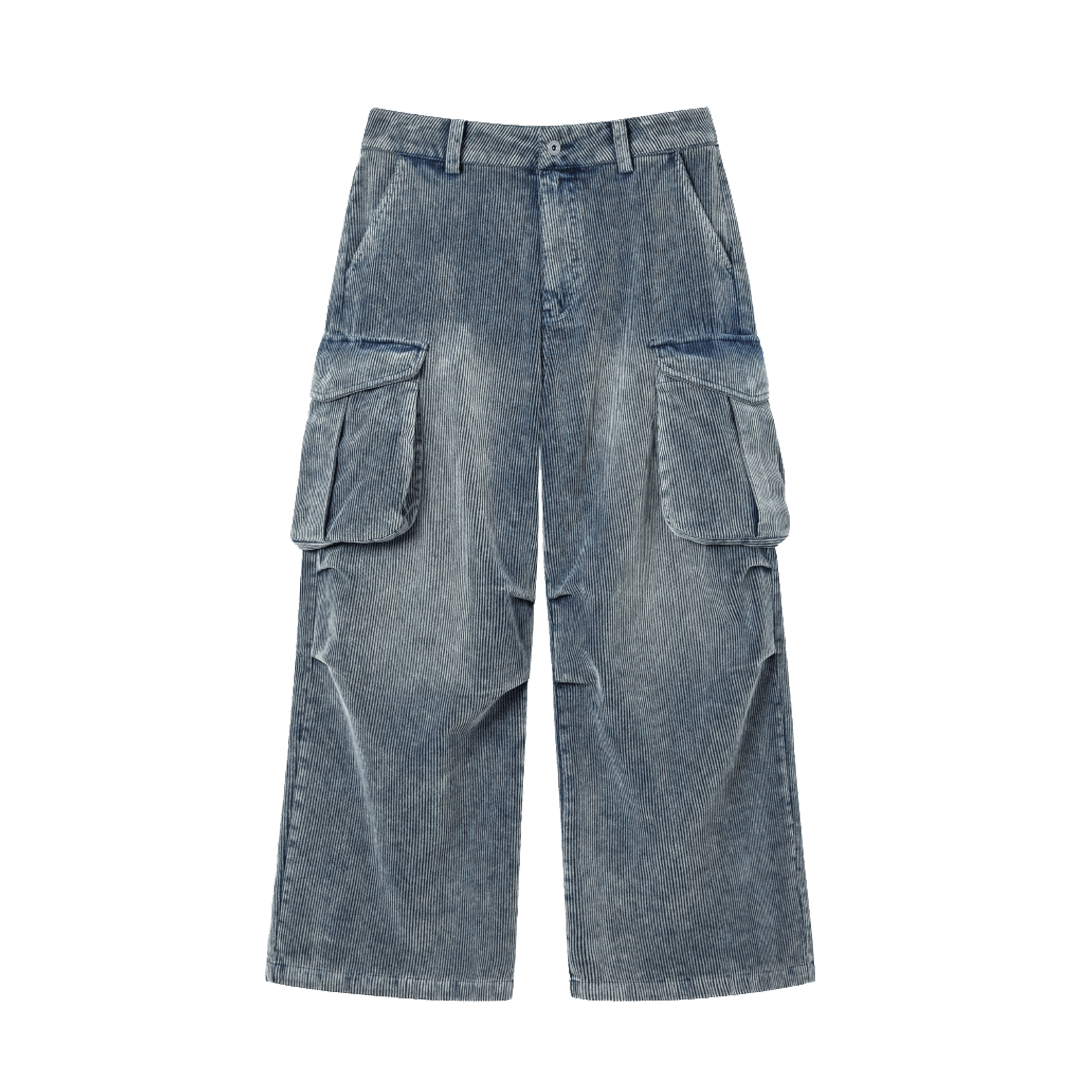 MASHU - BLUE OVERDYE CORDUROY PANTS (DR0162) - Nttitudoo MFG
