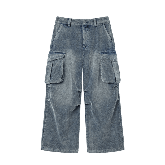 MASHU - BLUE OVERDYE CORDUROY PANTS (DR0162) - Nttitudoo MFG