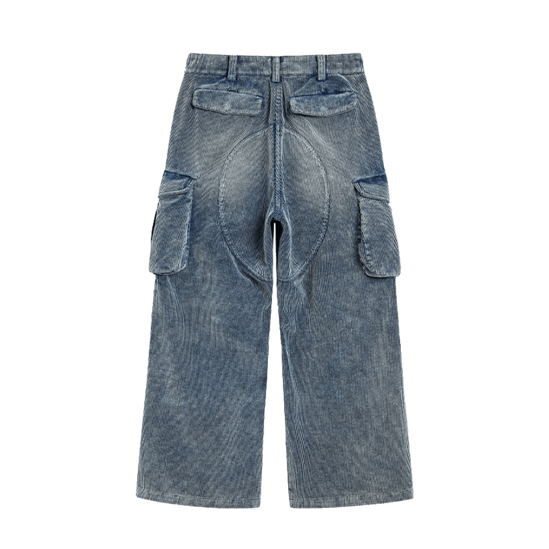 MASHU - BLUE OVERDYE CORDUROY PANTS (DR0162) - Nttitudoo MFG