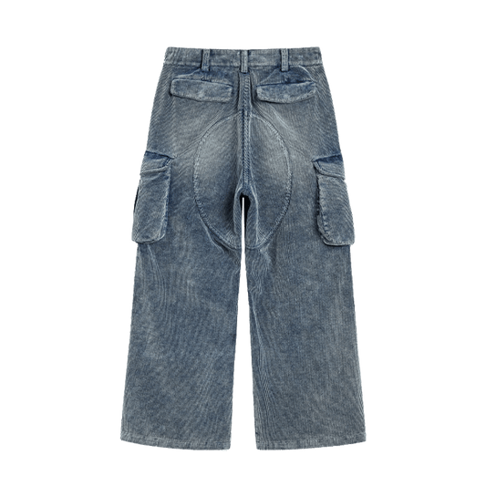 MASHU - BLUE OVERDYE CORDUROY PANTS (DR0162) - Nttitudoo MFG