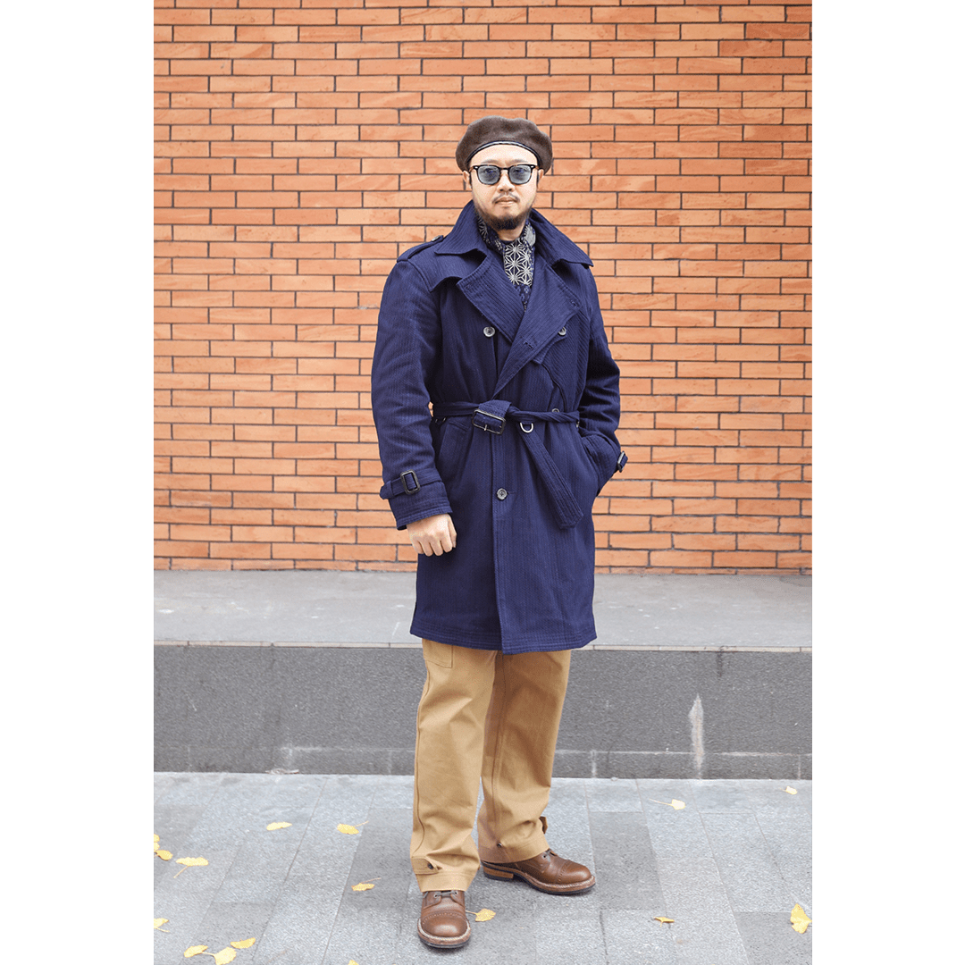 METROLOLITAN TRENCH INDIGO KENDO COAT (DR0066) - Nttitudoo MFG