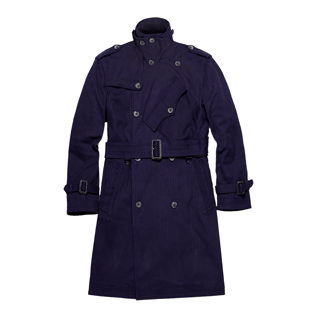 METROLOLITAN TRENCH INDIGO KENDO COAT (DR0066) - Nttitudoo MFG