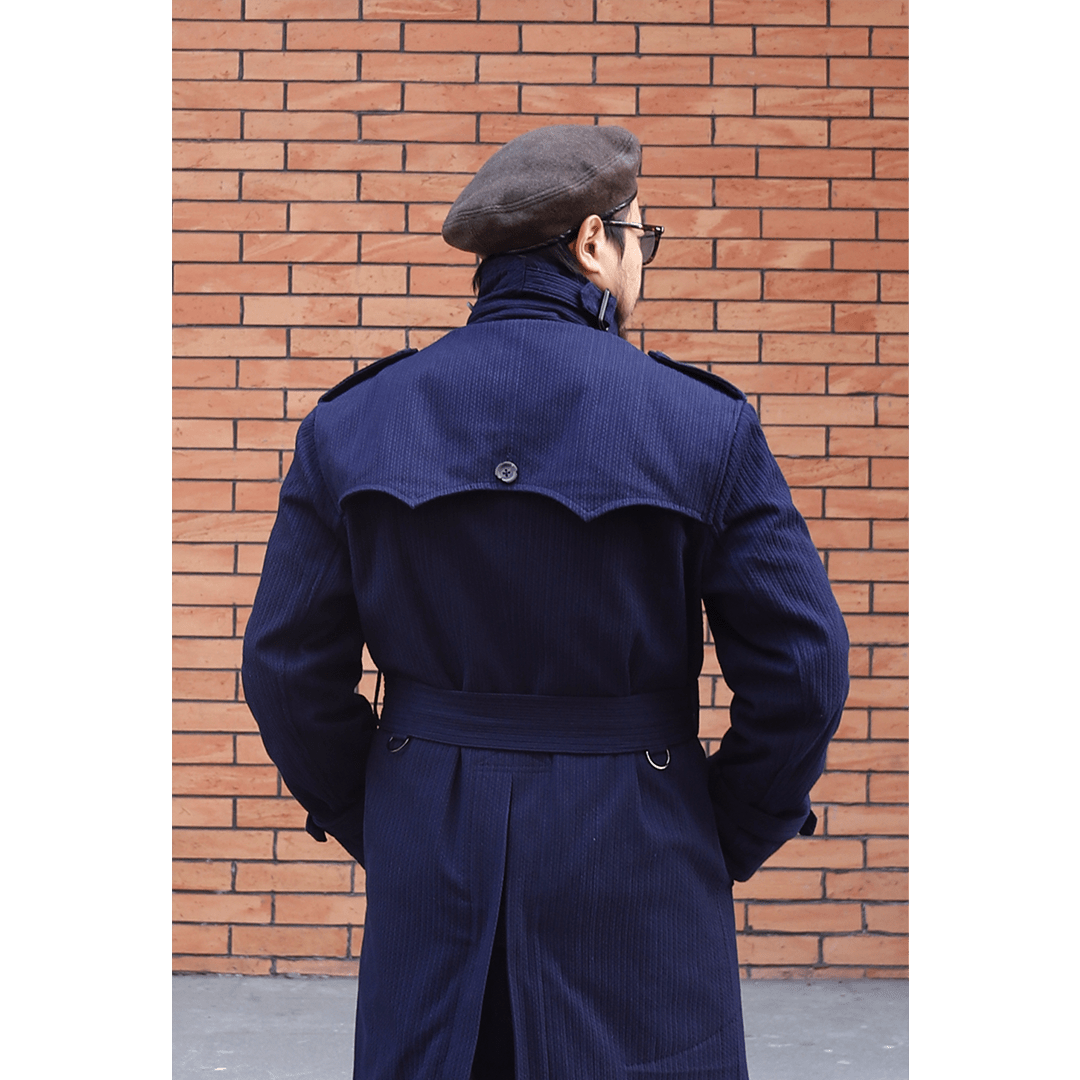 METROLOLITAN TRENCH INDIGO KENDO COAT (DR0066) - Nttitudoo MFG