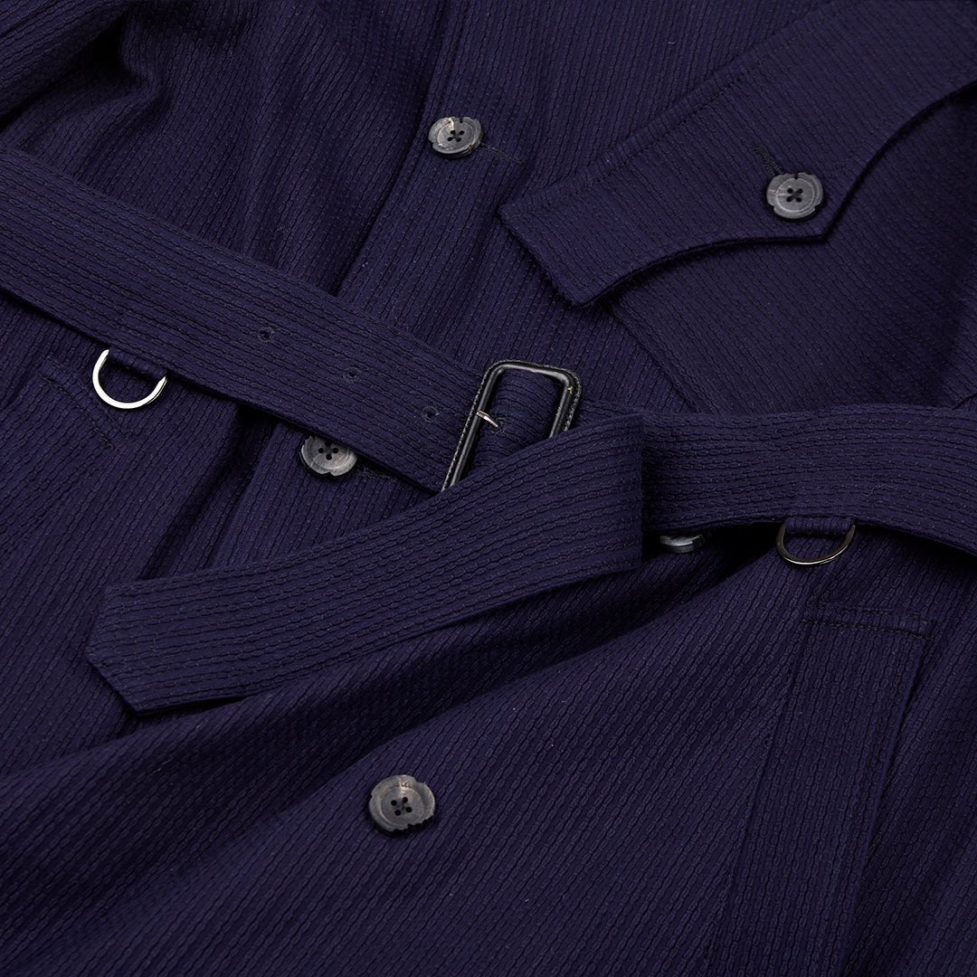 METROLOLITAN TRENCH INDIGO KENDO COAT (DR0066) - Nttitudoo MFG