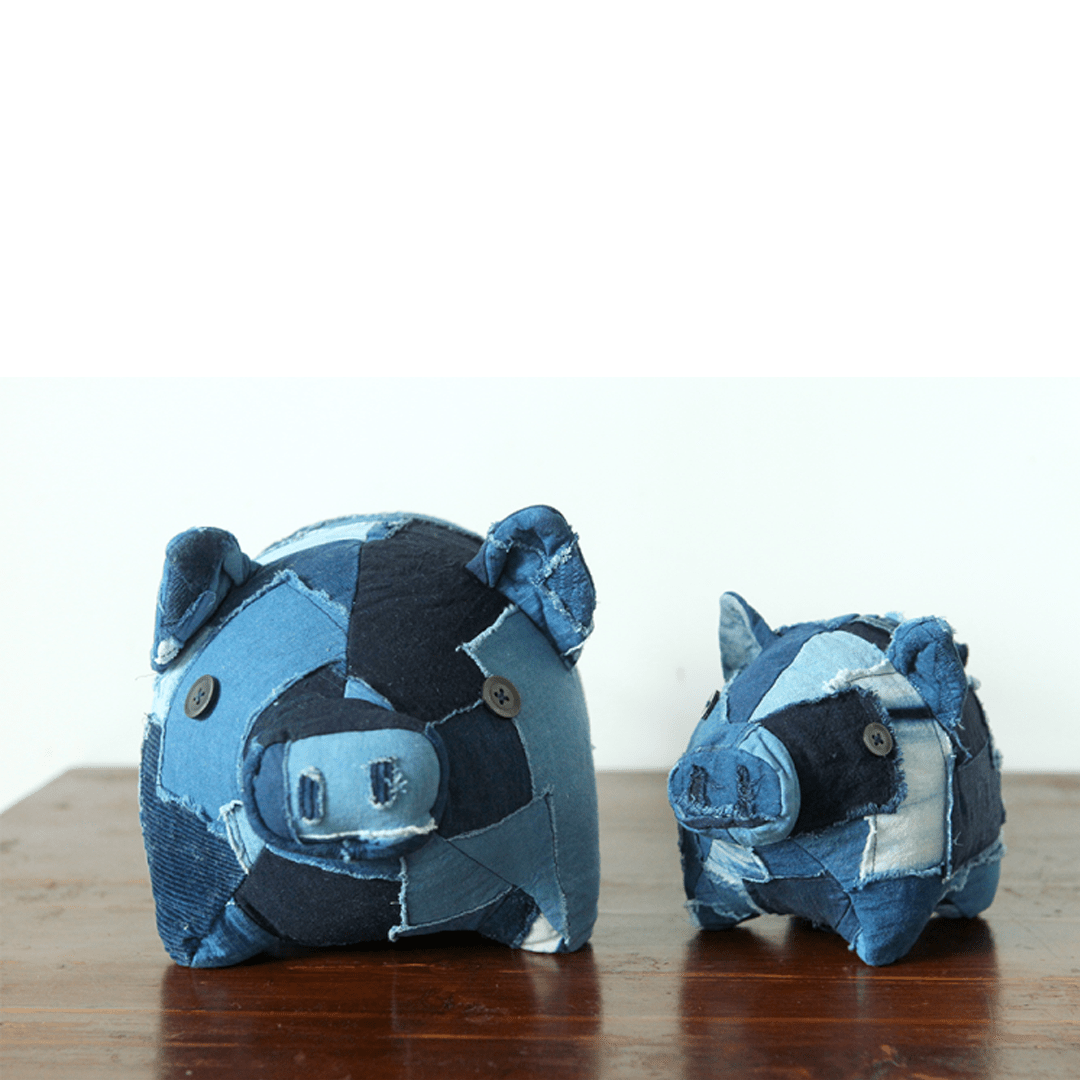 PLANT - DYED BORO「LUCKY PIGGY」DOLL (BB0001) - Nttitudoo MFG