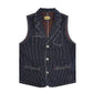 SELVEDGE INDIGO DENIM FOLDING COLLAR PIERRE VEST (BR0001) - Nttitudoo MFG