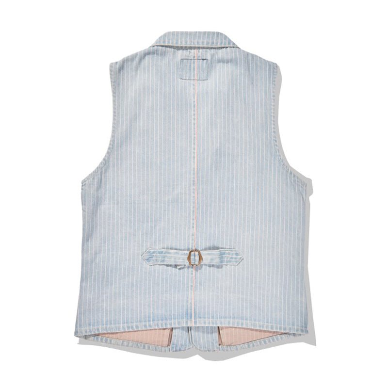 SELVEDGE INDIGO DENIM FOLDING COLLAR SUNNY VEST (BR0007) - Nttitudoo MFG