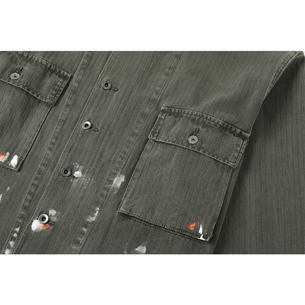 SPLATTER DISTRESSED M - 43 HBT SHIRT (DR0220) - Nttitudoo MFG
