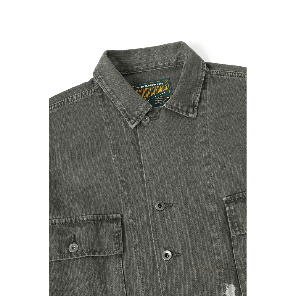 SPLATTER DISTRESSED M - 43 HBT SHIRT (DR0220) - Nttitudoo MFG