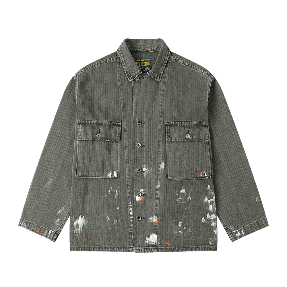SPLATTER DISTRESSED M - 43 HBT SHIRT (DR0220) - Nttitudoo MFG