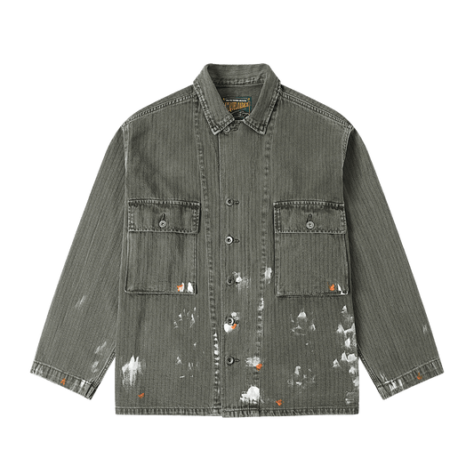 SPLATTER DISTRESSED M - 43 HBT SHIRT (DR0220) - Nttitudoo MFG