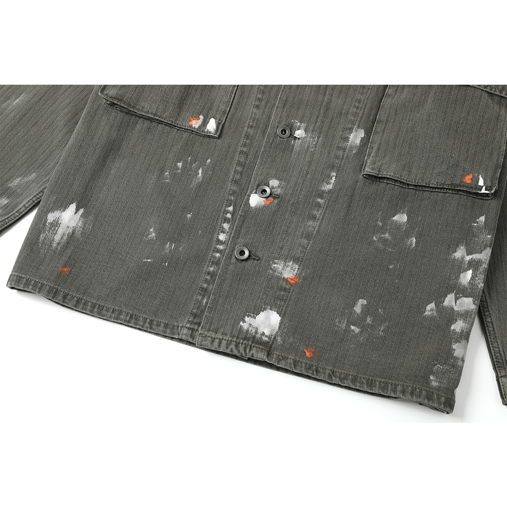 SPLATTER DISTRESSED M - 43 HBT SHIRT (DR0220) - Nttitudoo MFG