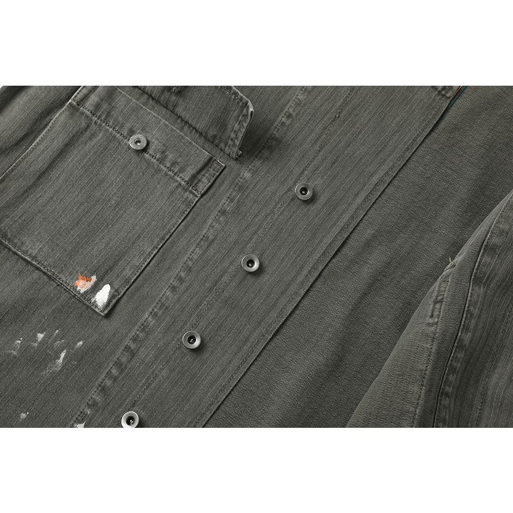 SPLATTER DISTRESSED M - 43 HBT SHIRT (DR0220) - Nttitudoo MFG