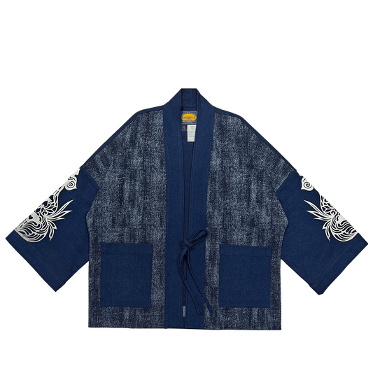「TSUKUYOMI」INDIGO WABASH HAORI JACKET (DR0197) - Nttitudoo MFG
