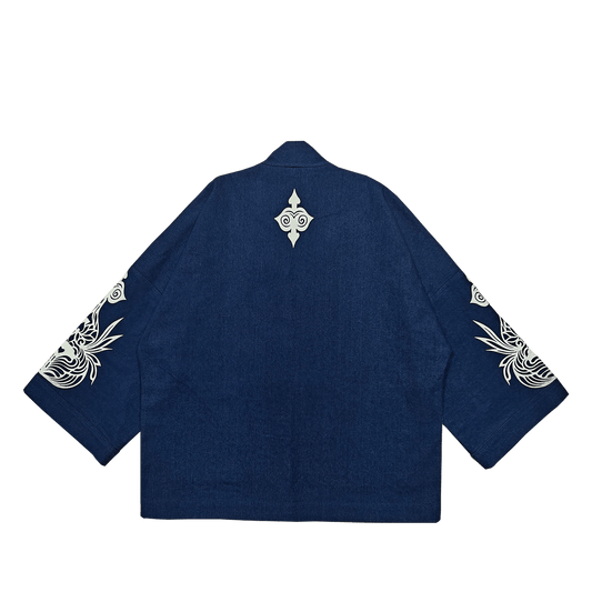 「TSUKUYOMI」INDIGO WABASH HAORI JACKET (DR0197) - Nttitudoo MFG