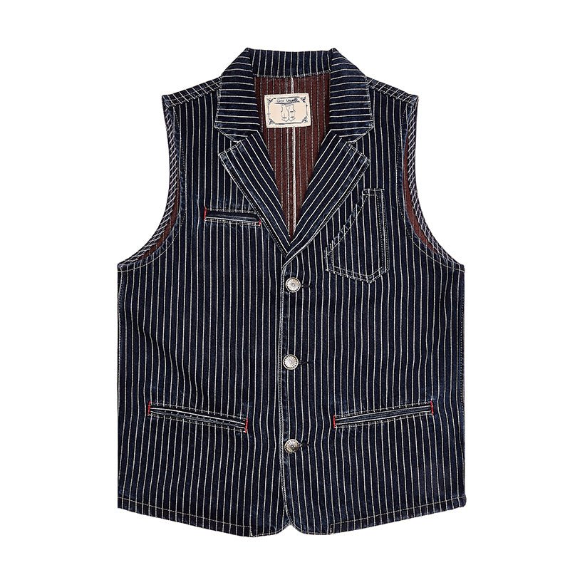 SELVEDGE INDIGO DENIM FOLDING COLLAR PIERRE VEST (BR0001) – Nttitudoo MFG