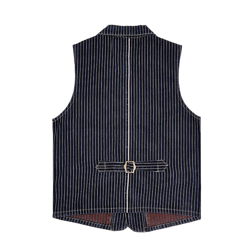 AMERICAN RETRO SELVEDGE INDIGO DENIM FOLDING COLLAR HUNTING VEST (#BR0001) - Nttitudoo MFG