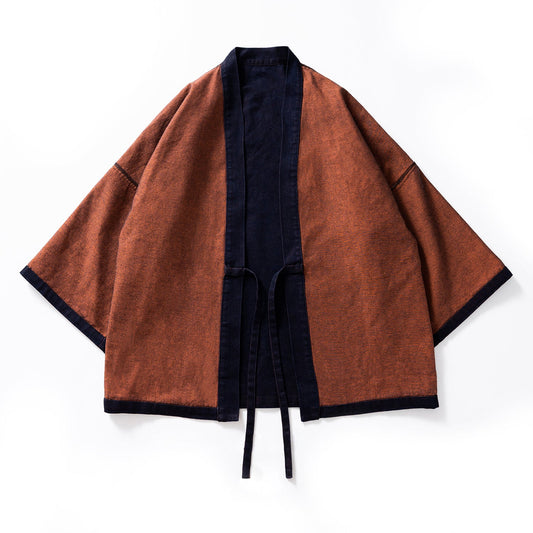 INDIGO-VINTAGE ORANGE-REVERSIBLE STREET KIMONO JACKET(ST0014) - Nttitudoo MFG