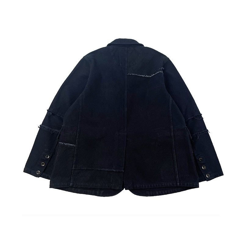 JAPANESE INDIGO-DYED PATCHWORK WORKWEAR JACKET (#MM0001) - Nttitudoo MFG