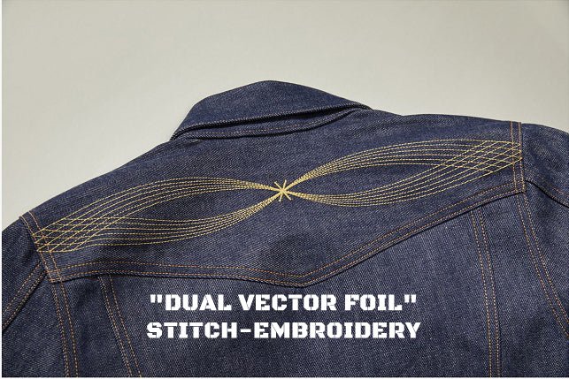 【LIMITED EDITION】 "DUAL VECTOR FOIL" STITCH-EMB DENIM BOXER JACKET(VM0003) - Nttitudoo MFG