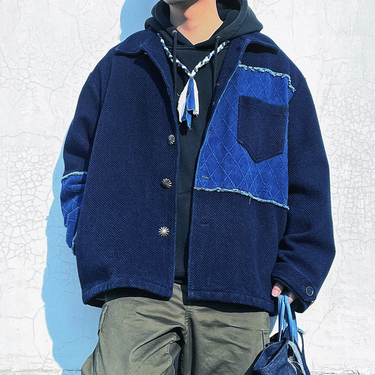 【LIMITED EDITION 】JAPANESE INDIGO-DYED VINTAGE PATCHWORK KENDO JACKET (#MM0002) - Nttitudoo MFG