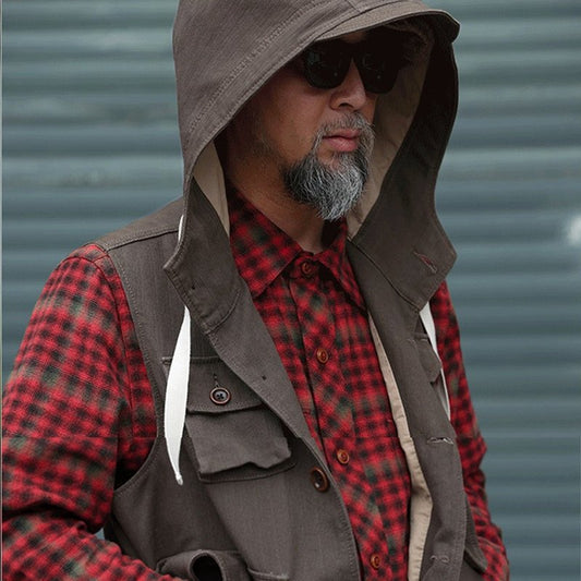 【LIMITED EDITION / JAPANESE MARKET VERSION OPEN TO ALL MARKETS】RETRO LOOSE HOODED FISHING VEST (#OM0006) - Nttitudoo MFG