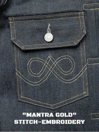 【LIMITED EDITION】 "MANTRA GOLD" STITCH-EMB TYPE-1 DENIM JACKET(VM0005) - Nttitudoo MFG