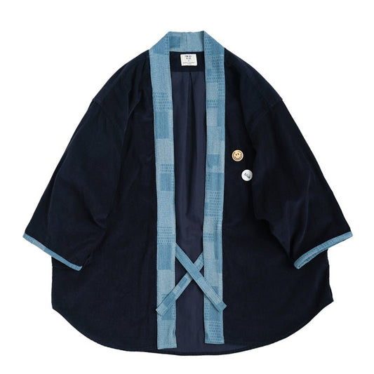 【LIMITED EDITION · OKAYAMA VERSION】BORO DENIM PATCHWORK CORDUROY STREET KIMONO (KR0008) - Nttitudoo MFG