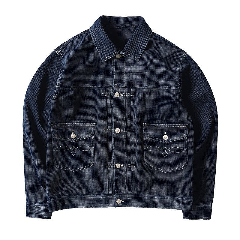 【LIMITED EDITION 】RETRO DOUBLE-BREASTED SULFUR-BLACK INDIGO KENDO JACKET (#UC0004) - Nttitudoo MFG