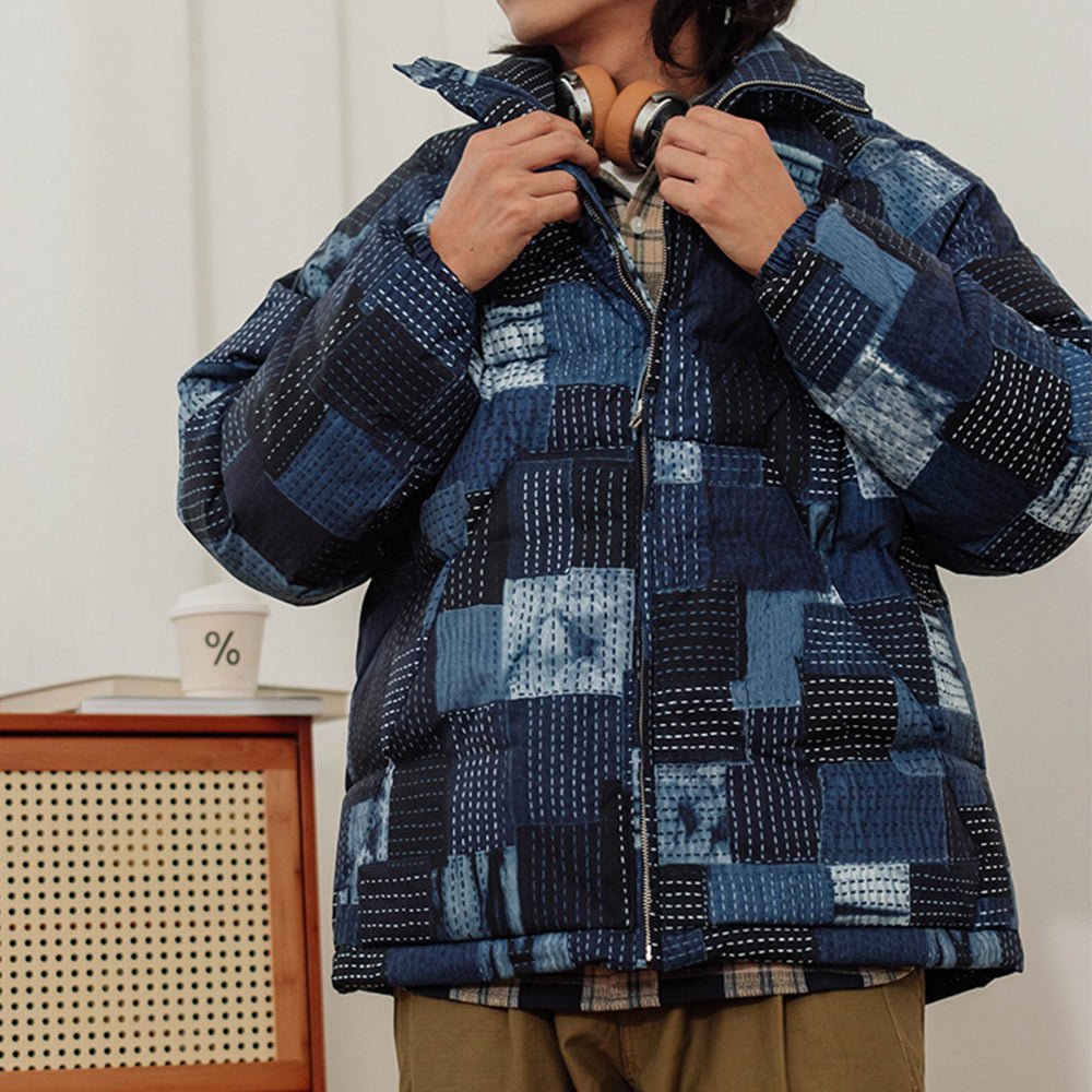 【LIMITED EDITION】BORO PRINT DOWN PUFFER COAT (KR0006) - Nttitudoo MFG