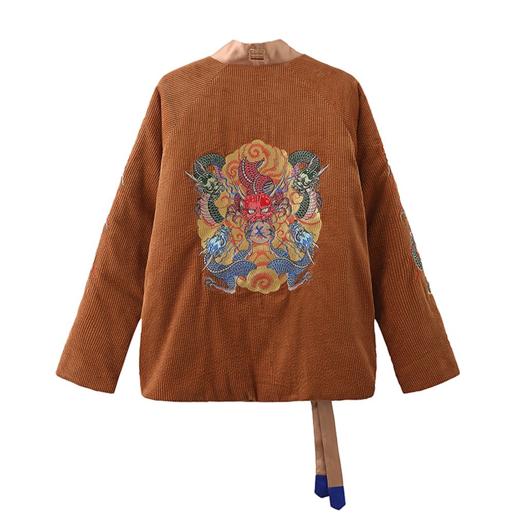 【LIMITED EDITION】"DRAGON-SOAR" BUDDHIST-ZEN-SAYINGS YOKOSUKA EMBROIDERY KIMONO COAT (TT0001) - Nttitudoo MFG