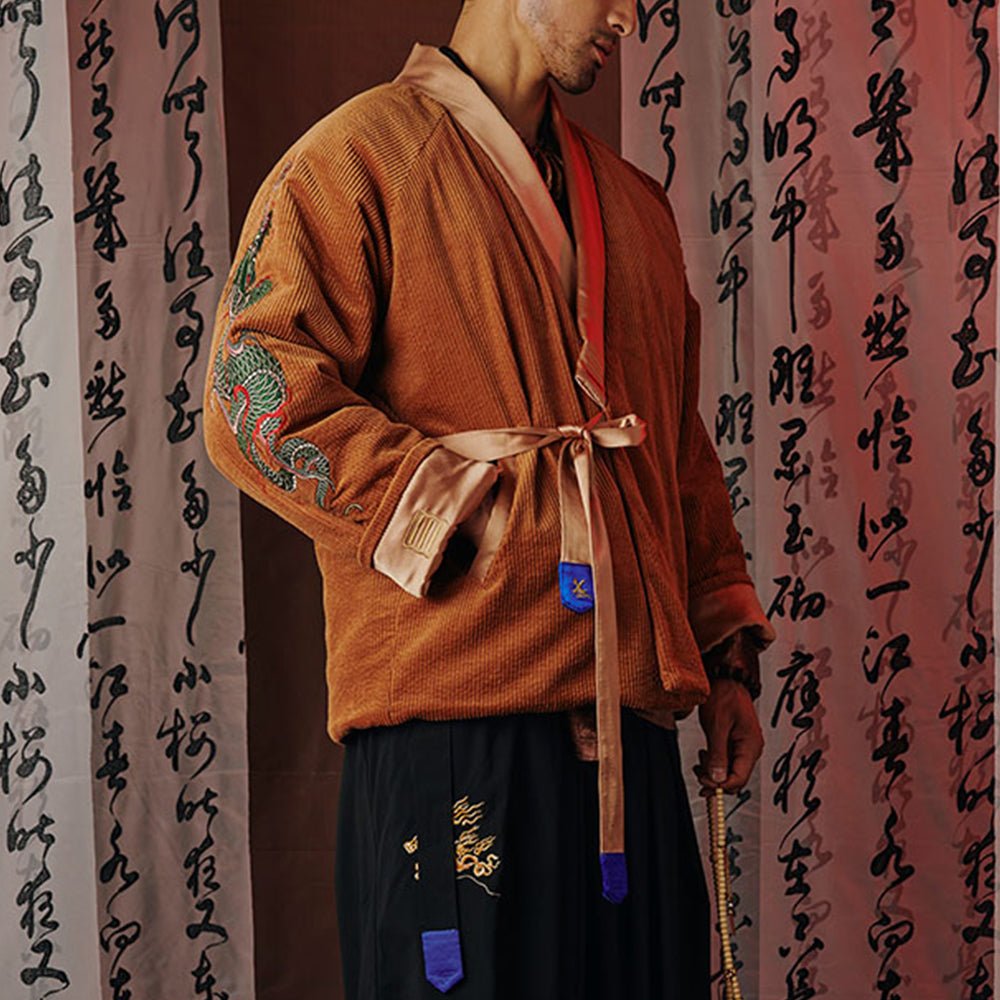 【LIMITED EDITION】"DRAGON-SOAR" BUDDHIST-ZEN-SAYINGS YOKOSUKA EMBROIDERY KIMONO COAT (TT0001) - Nttitudoo MFG