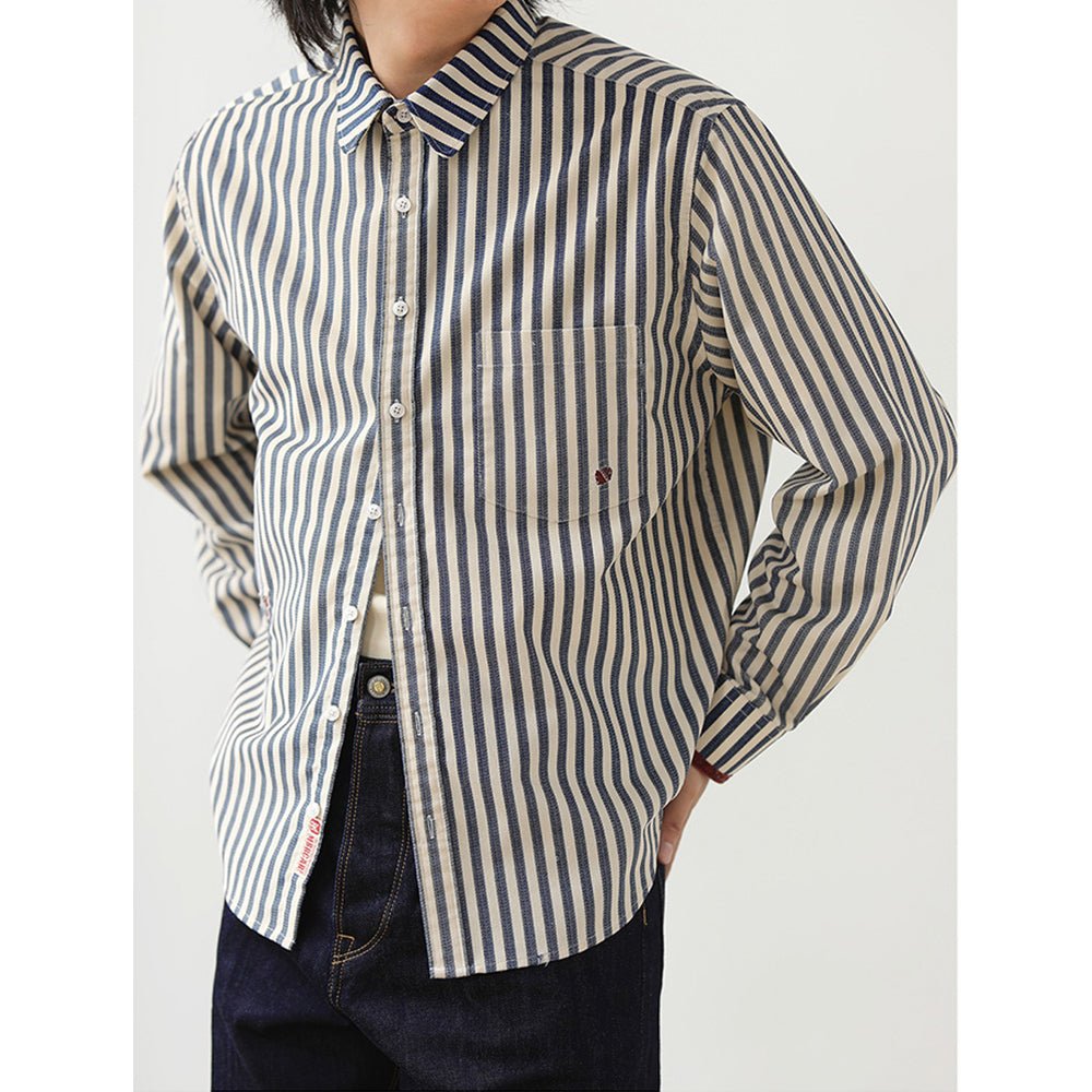 【LIMITED EDITION】FRENCH RETRO 1960’S CORDUROY JACQUARD AGED PATCHWORK SAILOR SHIRT (ZF0050) - Nttitudoo MFG