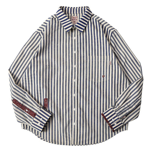 【LIMITED EDITION】FRENCH RETRO 1960’S CORDUROY JACQUARD AGED PATCHWORK SAILOR SHIRT (ZF0050) - Nttitudoo MFG