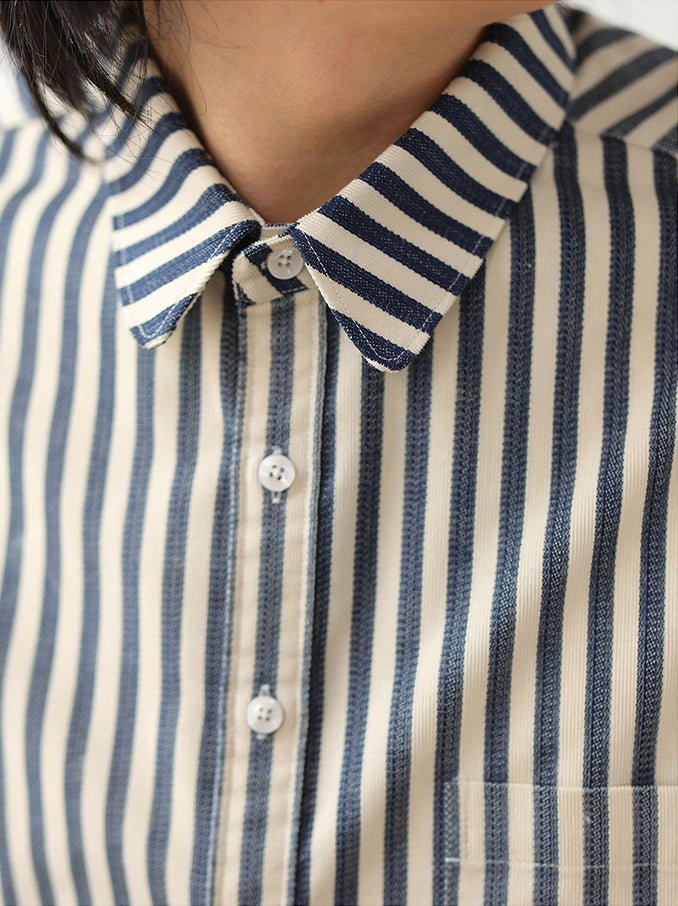 【LIMITED EDITION】FRENCH RETRO 1960’S CORDUROY JACQUARD AGED PATCHWORK SAILOR SHIRT (ZF0050) - Nttitudoo MFG