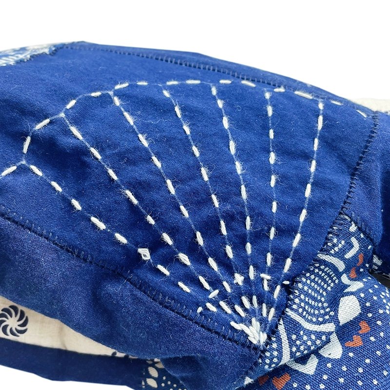 【LIMITED EDITION】JAPANESE INDIGO-DYED HAND-STITCHED SASHIKO PATCHWORK COTTON-PADDED SCARF (MM0012) - Nttitudoo MFG