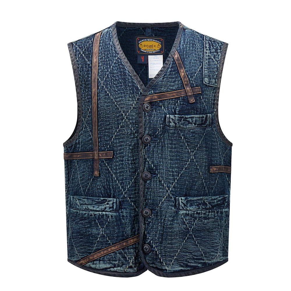 【LIMITED EDITION】RARE REMASTERED 1970‘S JAPANESE SASHIKO RANCH VEST (OM0007) - Nttitudoo MFG