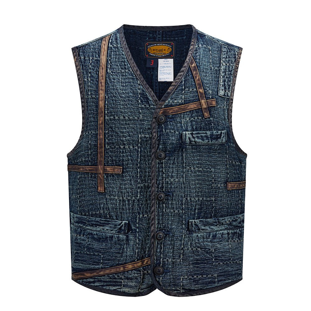 【LIMITED EDITION】RARE REMASTERED 1970‘S JAPANESE SASHIKO RANCH VEST (OM0007) - Nttitudoo MFG