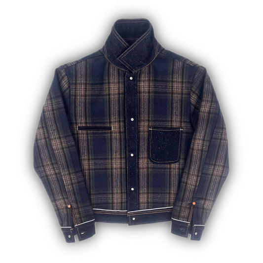 【LIMITED EDITION】RETRO SELVAGE PEARL WEAVE WOOL LINING RAW DENIM TYPE-2 JACKET (HF0004) - Nttitudoo MFG